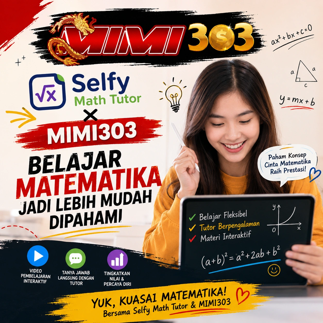 Selfy Math Tutor X MIMI303, belajar matematika online lebih mudah